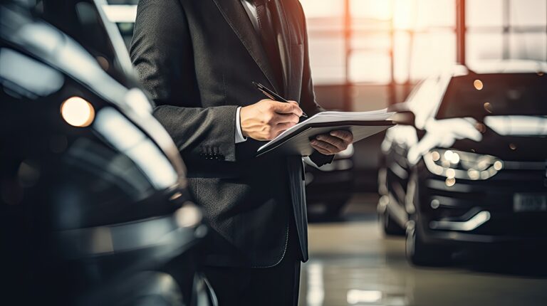 An appraiser inspecting a car and providing an appraisal report, highlighting the accuracy and expertise in vehicle valuation